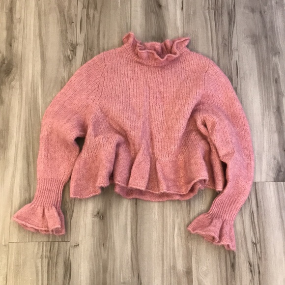 Zara with Ruffles Longsleeves Sweater Pink Size S - Picture 3 of 9